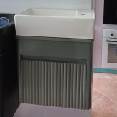 روشویی کابینتی pvc طوسی بامبو، همراه با آینه و باکس ، ابعاد 46در25