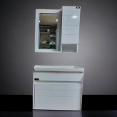 روشویی کابینتی pvc سفید ساده فول ست سایز 37در50 همراه آینه و باکس