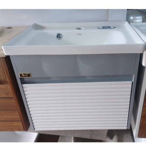 روشویی کابینتی pvc سفید طوسی ،سایز 50 در 37