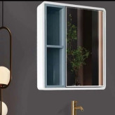 روشویی کابینتی pvc سفید طوسی دکوری سایز 55در35 همراه آینه وباکس