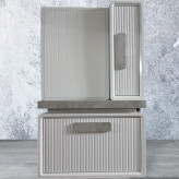 روشویی کابینتی pvc سفید طوسی بامبو سایز 70در40 همراه با آینه و باکس