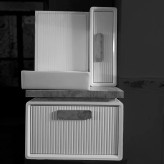 روشویی کابینتی pvc سفید طوسی بامبو سایز 70در40 همراه با آینه و باکس