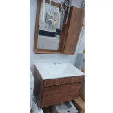 روشویی کابینتی pvc ضدآب رنگ چوب ابعاد 60در40 و 50در37 همراه با آینه باکس