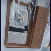 روشویی کابینتی pvc ضدآب رنگ چوب ابعاد 60در40 و 50در37 همراه با آینه باکس