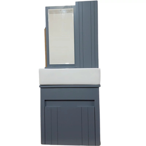 روشویی کابینتی pvc طوسی سایز 50در35 همراه با آینه و باکس