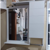 روشویی کابینتی pvc سفید فول ست با صفحه سنگی سایز 60 در 40 همراه با آینه و باکس