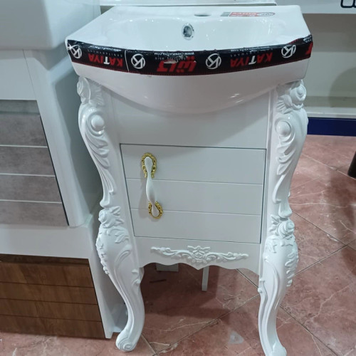 روشویی کابینتی pvc سفید پایه دار سلطنتی سایز 40