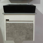 روشویی کابینتی pvc آتیلا سفید طوسی همراه آینه و باکس ابعاد 46در30