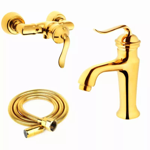 ست شیرآلات مدل آرنیکا مجموعه 3 عددی طلایی تنه فوق سنگین (پس کرایه)