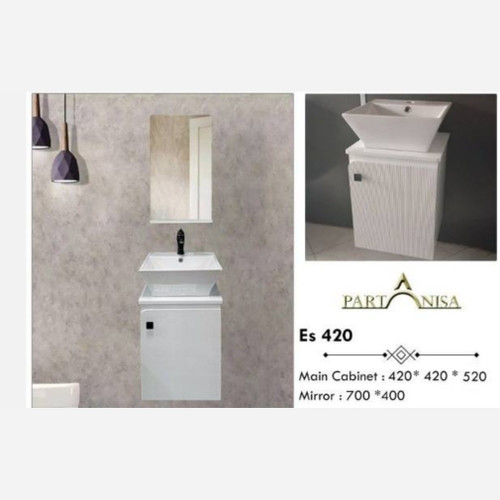 روشویی کابینتی پارتانیسا مدل اریکا اکونومی بدنه سفید درب مشکی
