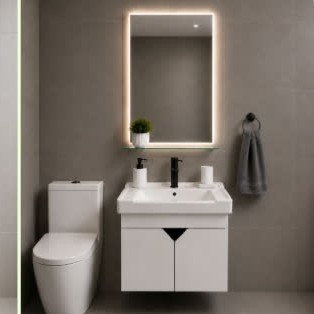 روشویی کابینتی پارتانیسا مدل آرتا 60 بدنه سفید قید مشکی