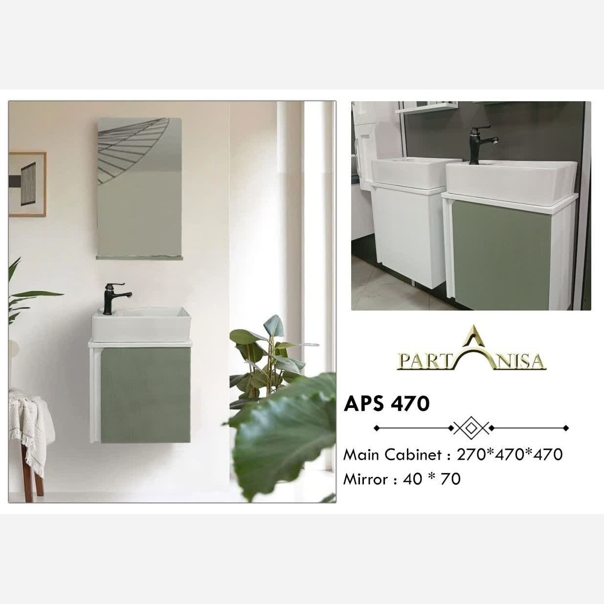 روشویی کابینتی پارتانیسا مدل آلپن درب مشکی کد APM 470