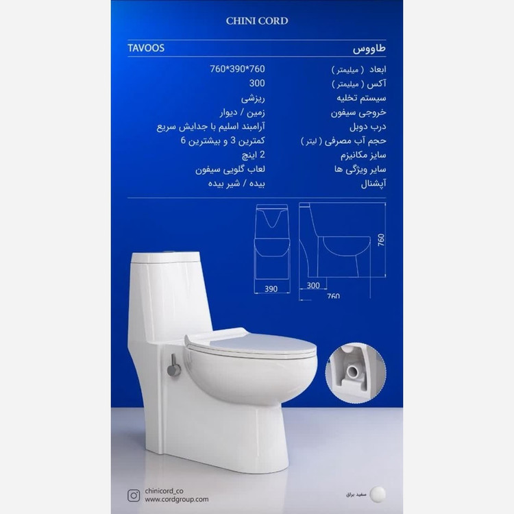 توالت فرنگی چینی کرد مدل طاووس