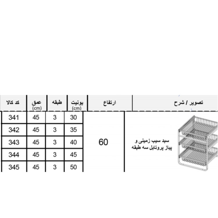 سبد ریلی کابینت آیتین مدل پرتال سیب زمینی و پیاز سه طبقه
