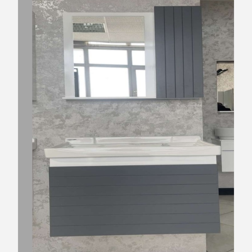 روشویی کابینتی پارتانیسا مدل مگنولیا 60 اکونومی بدنه سفید درب طوسی