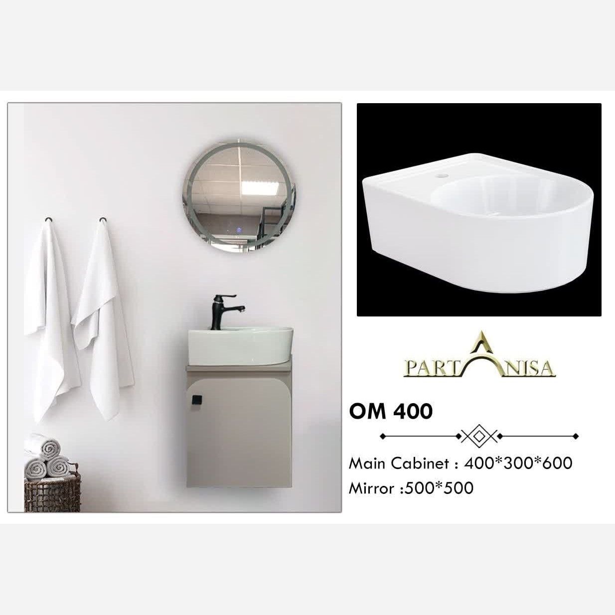 روشویی کابینتی پارتانیسا مدل ویولت سفید کد O400