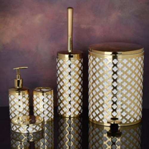 ست سطل و برس 5 پارچه مروارید مدل ویولت گلدار